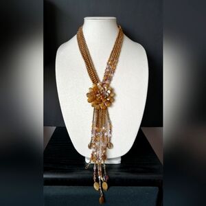 Joan Rivers Necklace The Starlet Style Natural Colors Beads Multi-Strand Flower